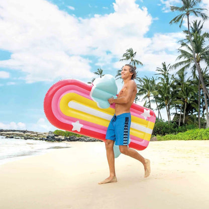 Colorful Rainbow Inflatable Mat Size 175X117X20Cm Maximum Capacity 100kg Resistant Material Safety Valves Design with Clouds and Stars Lightweight Foldable for Pool Beach Lake Fun and Aquatic Relaxation Adults Summer