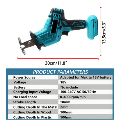 100mm Cordless Electric Reciprocating Saw 3000rpm Variable Speed Metal Wood Cutting Tool Electric Saw For Makita 18V Battery