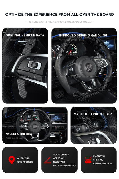 TDD Carbon Fiber Magnetic Paddle Shifters for Volkswagen GTI Golf 7 Golf R MK7/7.5 VW Scirocco Arteon Shift Paddle Extensions