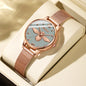 Women’s Quartz Watch, Elegant Ladies’ Wristwatch with Stainless Steel Mesh Band, 3ATM Water Resistant, 30mm Gray Dial, Rose-Gold Fashion Design with 3D Bee, Comes in a Gift Box—Perfect for Women at the Office or for Eve