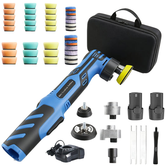 Cordless 12V Mini Car Polisher Wireless Auto Waxing Buffing Machine with 1/2/3 Inch Polishing Pads Kit for Car Detailing