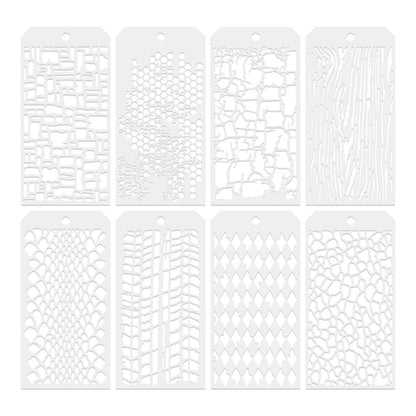 8PCS 9.45×4.72inch Texture Pattern Painting Stencil Set for DIY Craft Wall Wood Fabric Decoration