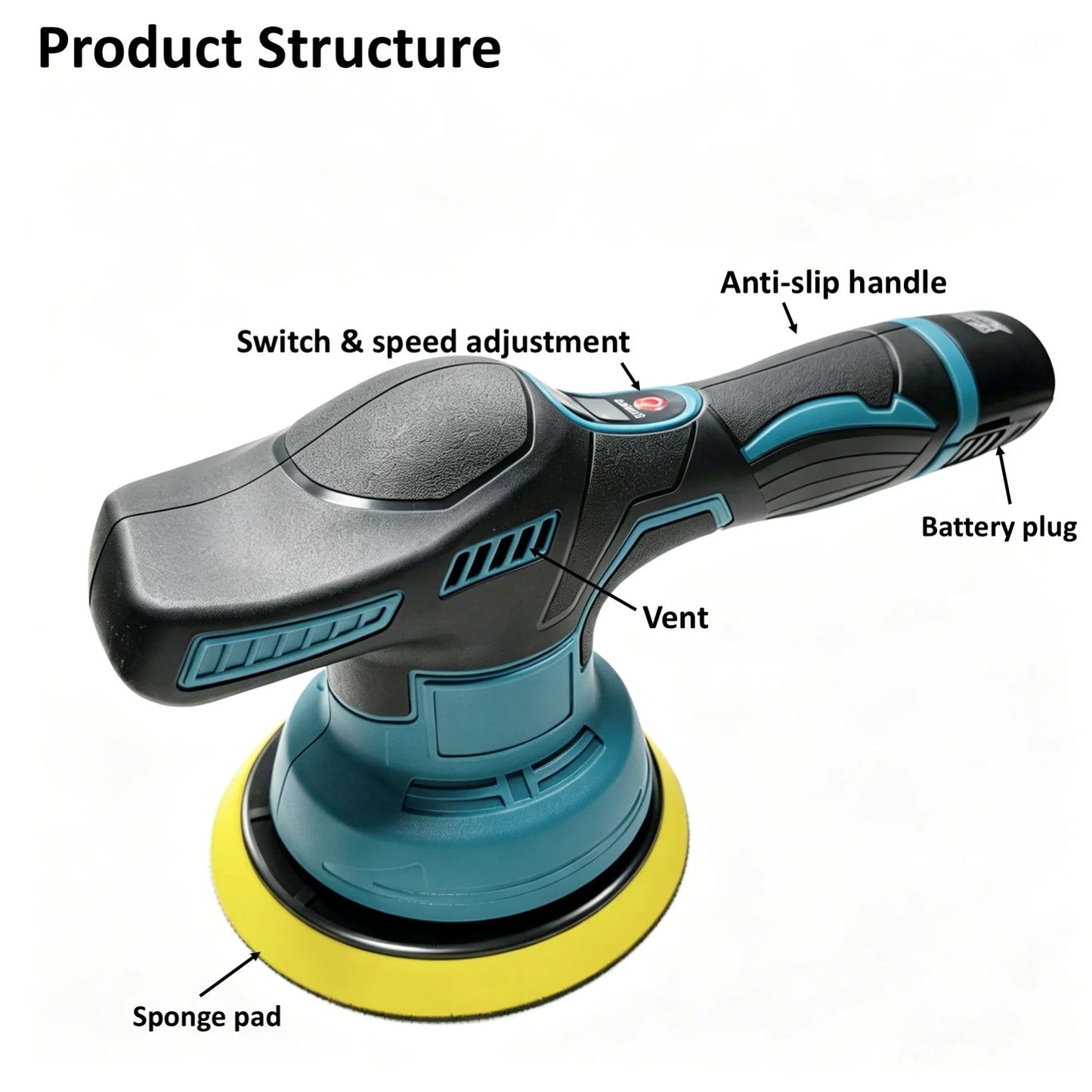 This 12V cordless electric polisher/Sander features 8 adjustable speeds and comes with a spare battery. It includes a sponge pad, dusting pad, and sandpaper. Suitable for car repair and detailing, polishing wood furniture sur