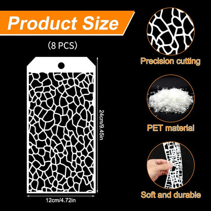 8PCS 9.45×4.72inch Texture Pattern Painting Stencil Set for DIY Craft Wall Wood Fabric Decoration