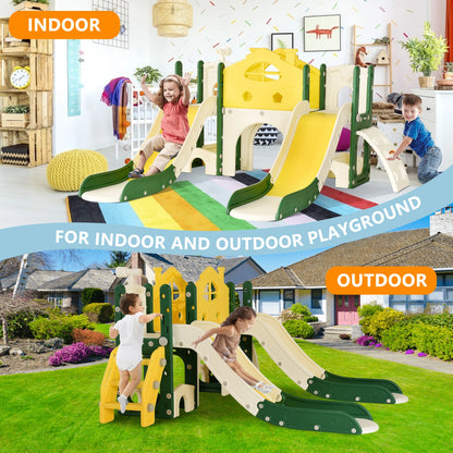Children's Double-Slide Playground, Including Castle, Slides, Climbing Frames, Tunnels and Telescopes, Indoor Toddler Play Facilities