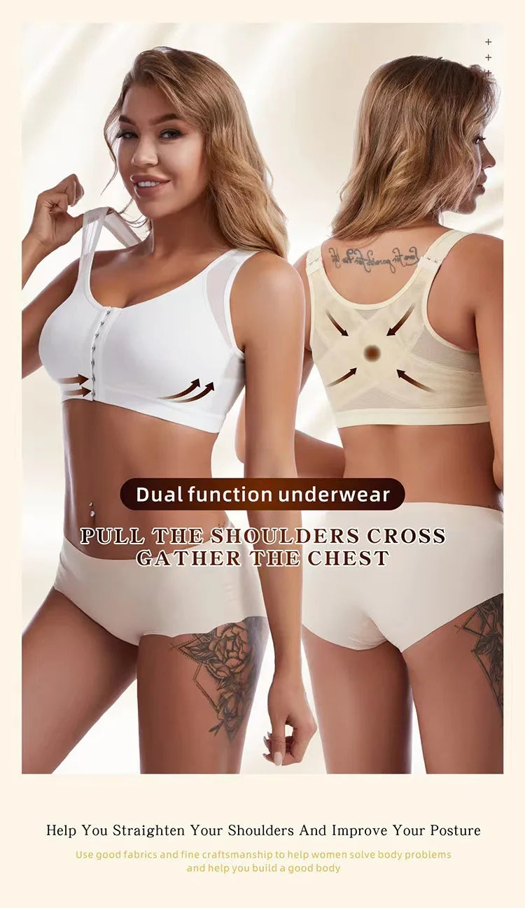 Large Size Front Closure Bra Wire Free Vest Brassiere Intimates Women's Push Up Bralette Underwear Female Unlined Bras Lingerie