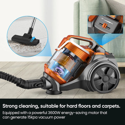 3600W 15000PA  Vacuum Suction Power Vacuum Cleaner Handheld Smart Home Dust for Clean Floor, Carpet, Sofa & Pet Hair