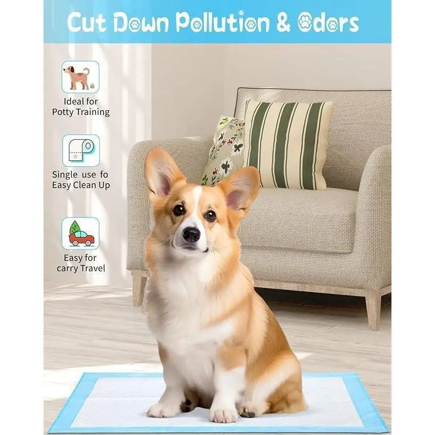100 Pcs Dog Puppy Pee Pads for Potty Training, Ultra Absorbent Leak-Proof Charcoal Puppy Pads with Adhesive Tapes, Thicked Quick-Dry Disposable Pet Diapers for Indoor Dogs, Gift for Pet Owners New Puppy