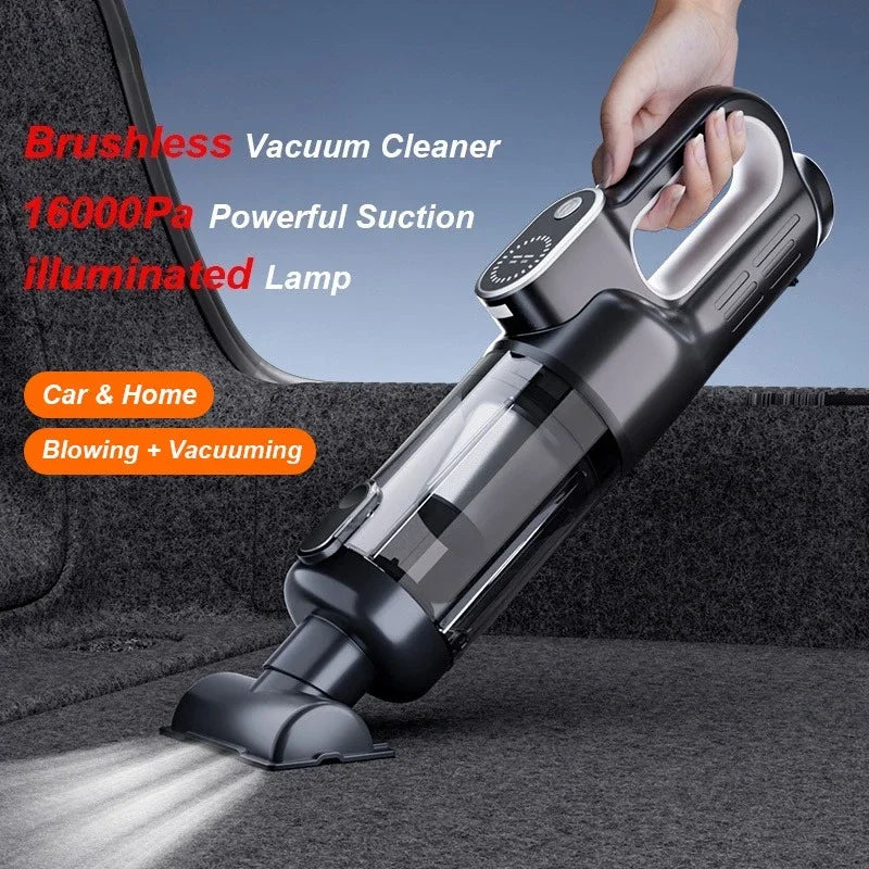 Brushless handheld vacuum cleaner, cordless, high suction, portable vacuum cleaner for home and car, Mini, rechargeable, with LED car cleaning.