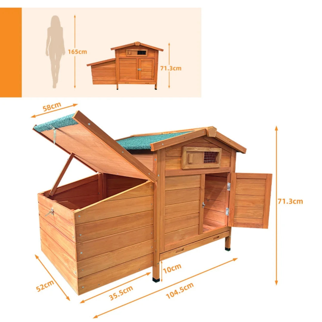 Chicken Coop on Stilts with Wooden Laying Nest Protects Chickens from Predators, Raised Nest, Easy to Clean