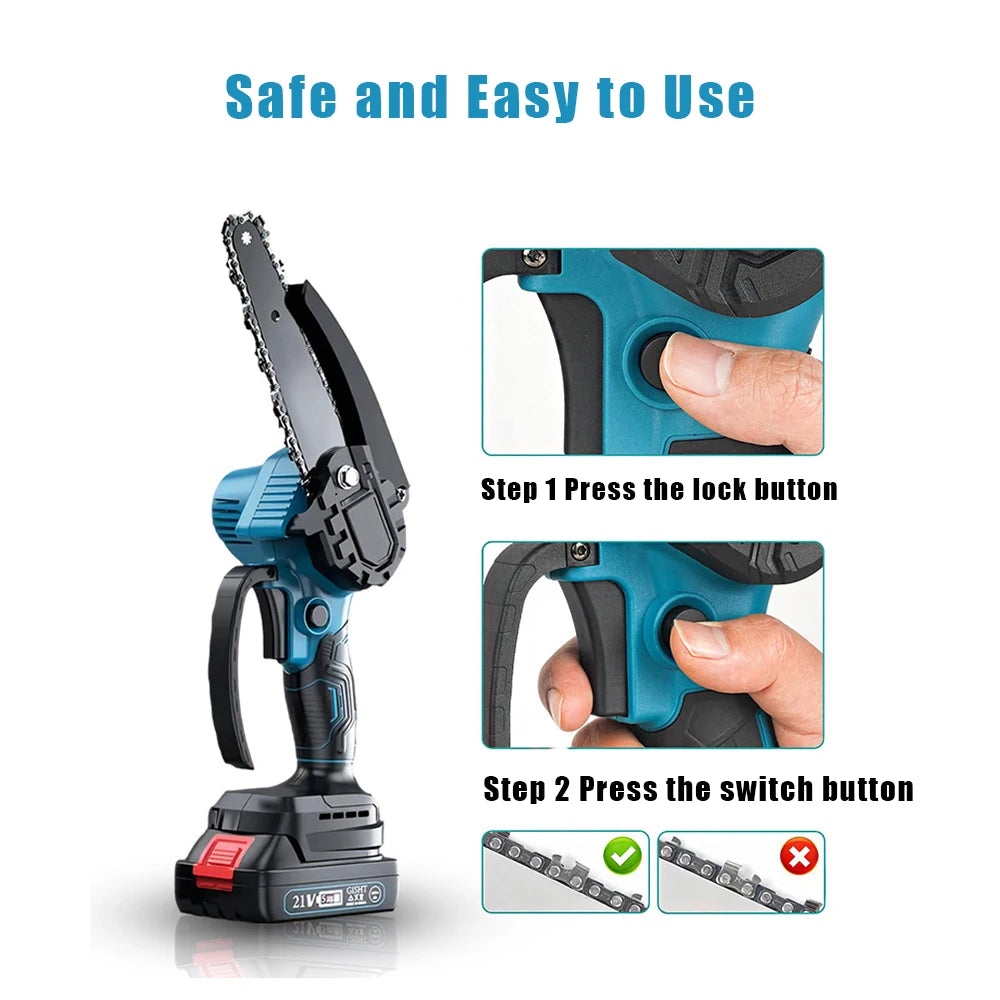 6Inch Brushless Electric Chainsaw Cordless Woodworking Cutter Saw Garden Power Tool For Makita 18V Battery Pin
