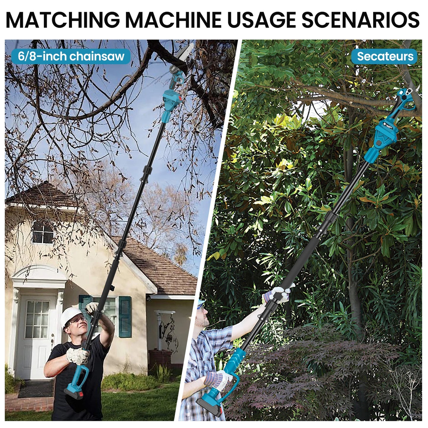 2M Plug In Type Extension Rod For Electric Pruning Shear & Chainsaw 180 ° Adjust High Branch Telescoping Rod For Makita 18V Batter