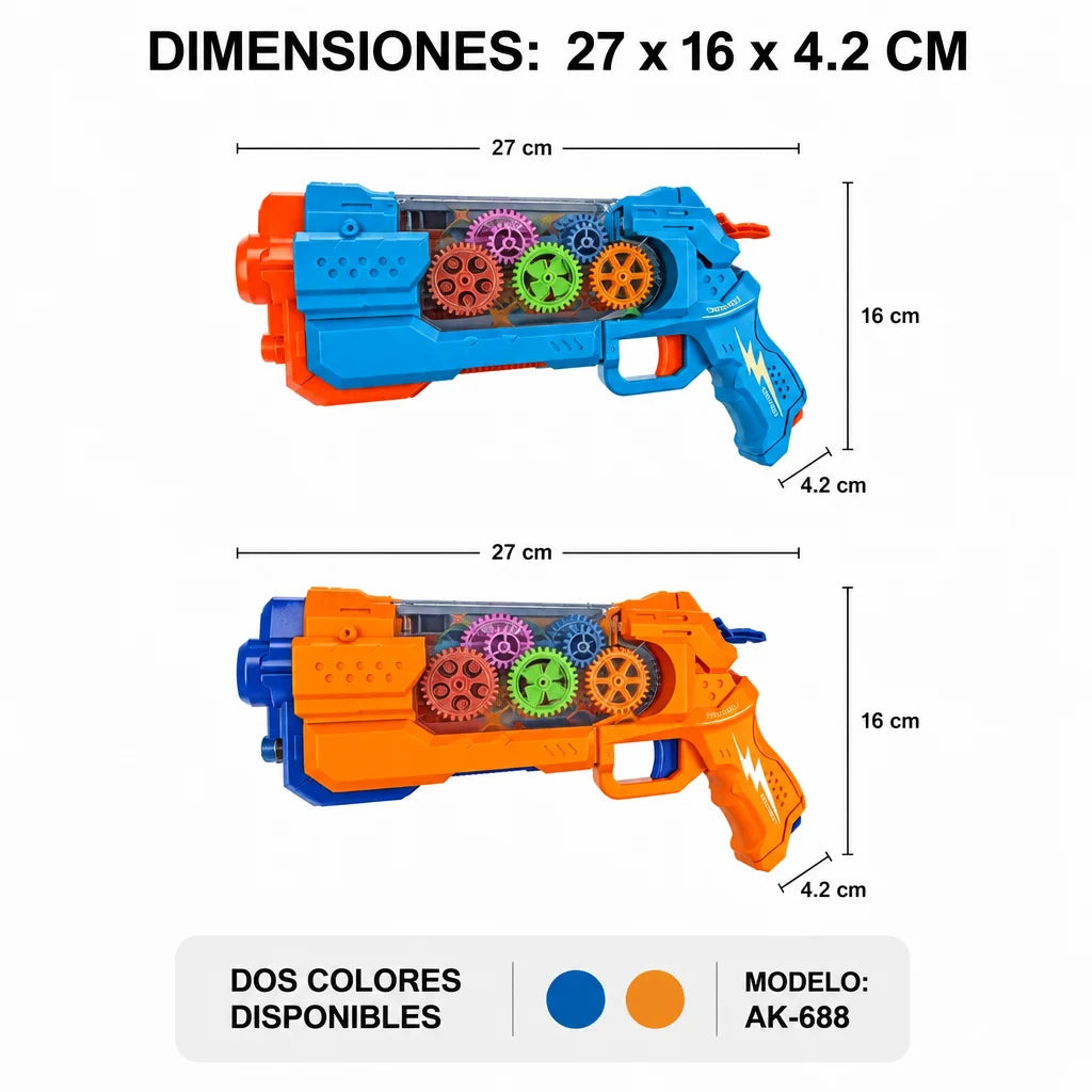 Electric Toy Gun with Spray Effect and LED Lights - Save by Buying More, Automatic Launcher with Gears for Kids, Summer