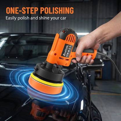 Buffer Polisher 1600W Electric Polishing Machines Portable Rotary Car Polisher with 0-3000 RPM Side Handles 3 Buffing Pads 125mm/5in Discs Perfect for Car Polish Floor Waxing Metal Descaling