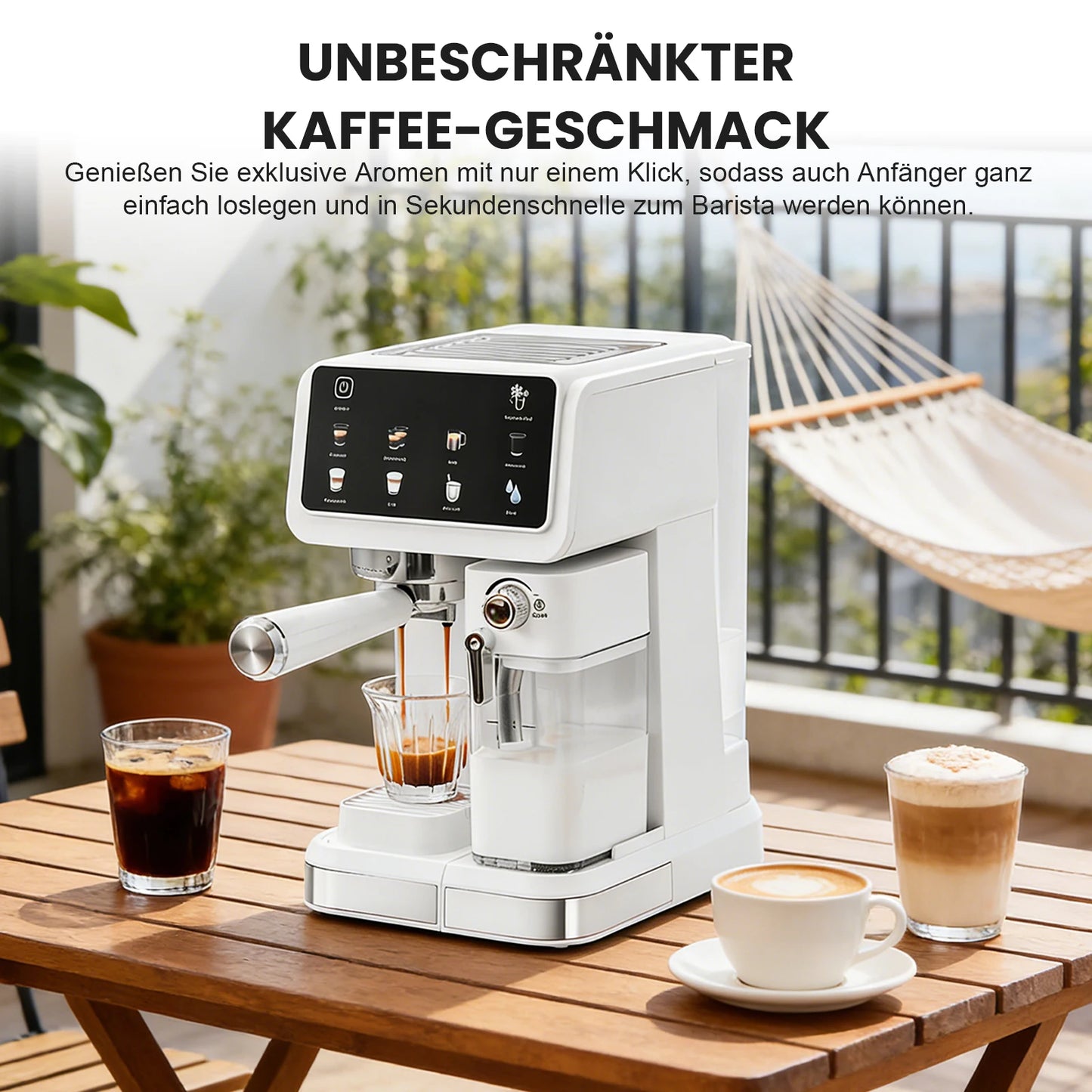 20 Bar Espresso machine with Automatic Milk Foaming System, All-in-One coffee maker machine for Latte, Cappuccino & Cold Brew