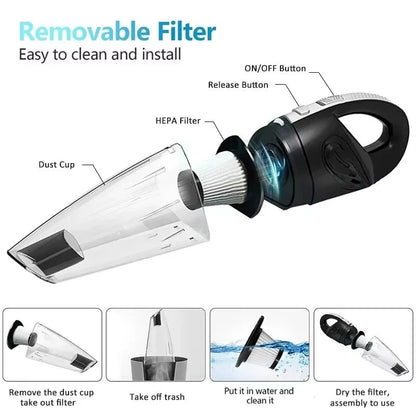 TUERBB VC01 Lightweight & Portable Vacuum Cleaner, Strong Power, USB-C Rechargeable for Car Cleaning Home Pet Hair