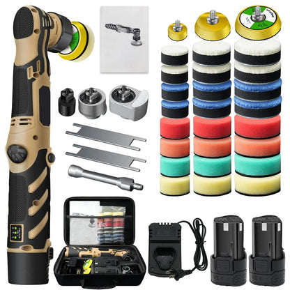 Cordless 12V Mini Car Polisher Detailing Wireless Car Polishing Machine 1/1.5/2 Inch Pads Kit For Auto Waxing with 2.3Ah Battery