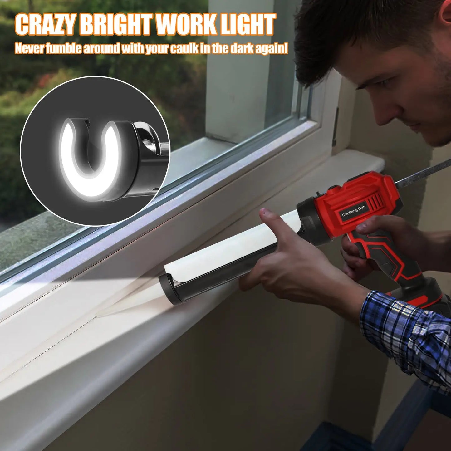 Cordless Electric Caulking Gun, Glass Sealant Gun for Door & Window, Compatible with Makita 18V Lithium Battery