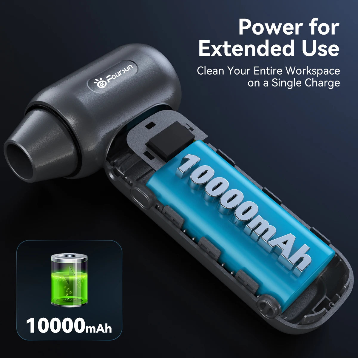Foursun TF100 Turbo Fan 150000RPM Electric Air Duster Air Blower 4-Gear Brushless Motor for Car/PC/Home/Pet/Outdoor Cleaning