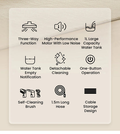 MAMNV C3 Portable Fabric Cleaner 13000Pa Suction 500W Brush Motor 1.5m Flexible Hose 1000ml Clean & 500ml Waste Tanks Lightweight & Quiet Multi-Purpose Upholstery Cleaner for Sofa/Carpet/ Mattress/Car