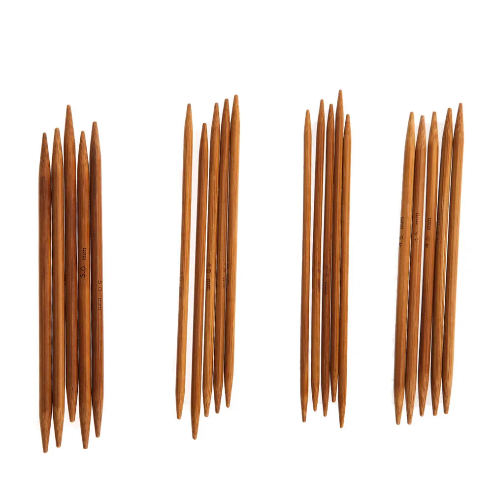 55/110pcs 11Sizes 13cm Bamboo Knitting Needles Crochet Hooks Double Pointed Carbonized Bamboo Needles Sweater Weave Craft