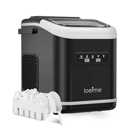 LOEFME 12kg/24h Electric Ice Maker Desktop Fully Automatic Bullet Ice Fast Ice Maker Machine Self-Cleaning Home Cafes Camping
