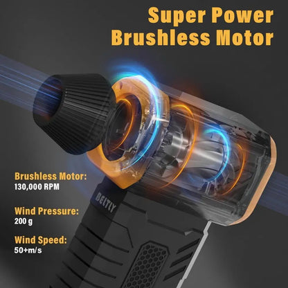 Foursun 130000 RPM Turbo Violent Fan, 10-Speed with Display, Fast Charging for Home/Car/Outdoor Cleaning