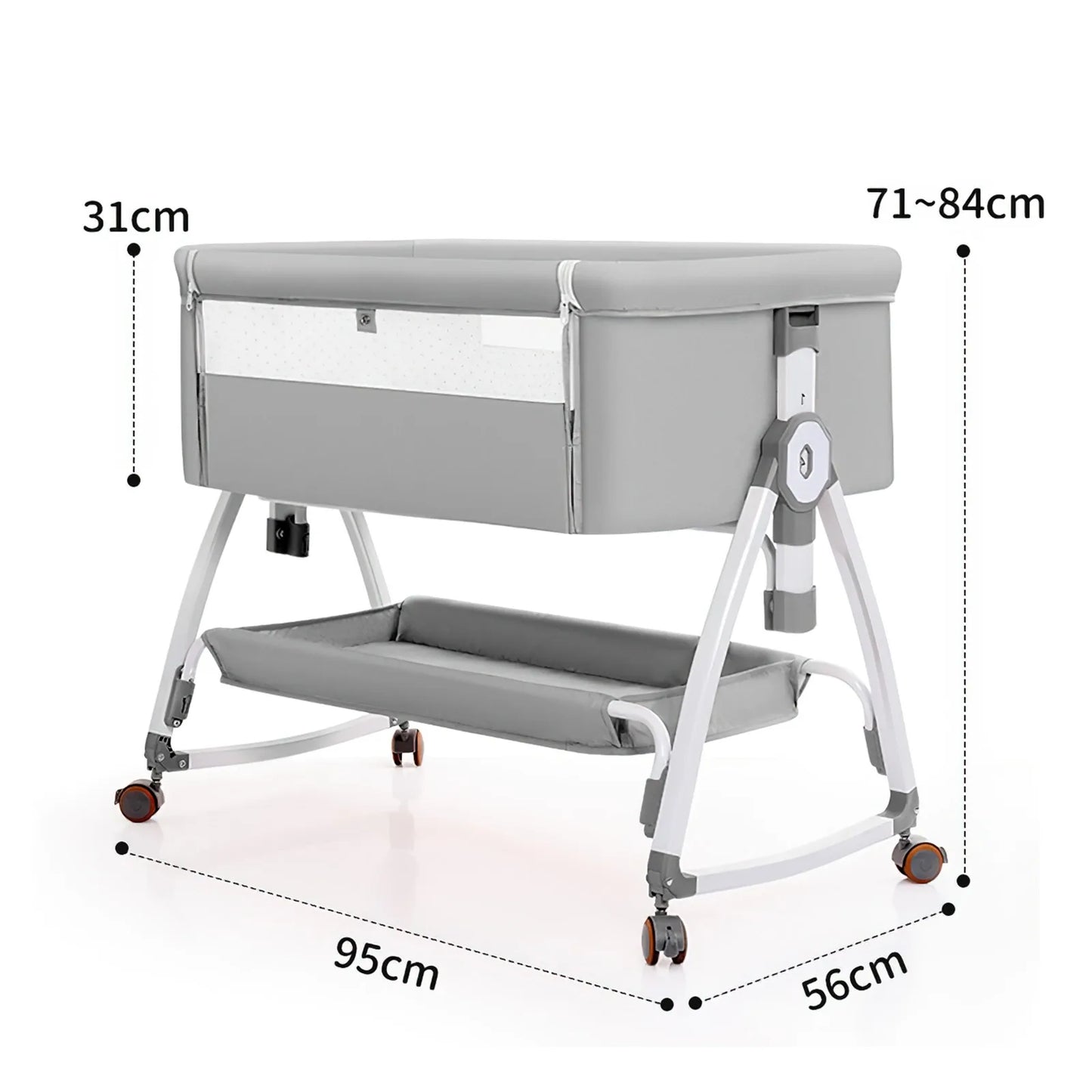 Baby Crib 3 in 1 Baby Bed Bedside Crib Baby Playpen 0-3 years child multi-function folding and lifting With Mosquito Net & Wheel