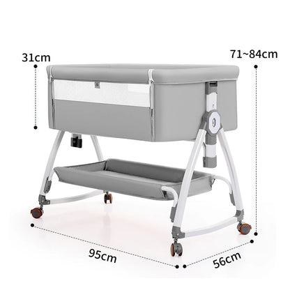 Baby Crib 3 in 1 Baby Bed Bedside Crib Baby Playpen 0-3 years child multi-function folding and lifting With Mosquito Net & Wheel