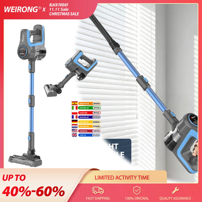 3-in-1 Ultra Powerful Cordless Stick Vacuum Cleaner – 65 Min Runtime, 15kPa Suction, Motorized Anti-Pet Hair Brush, Lightweight & Quiet – Perfect for Hard Floors, Carpets and Cars