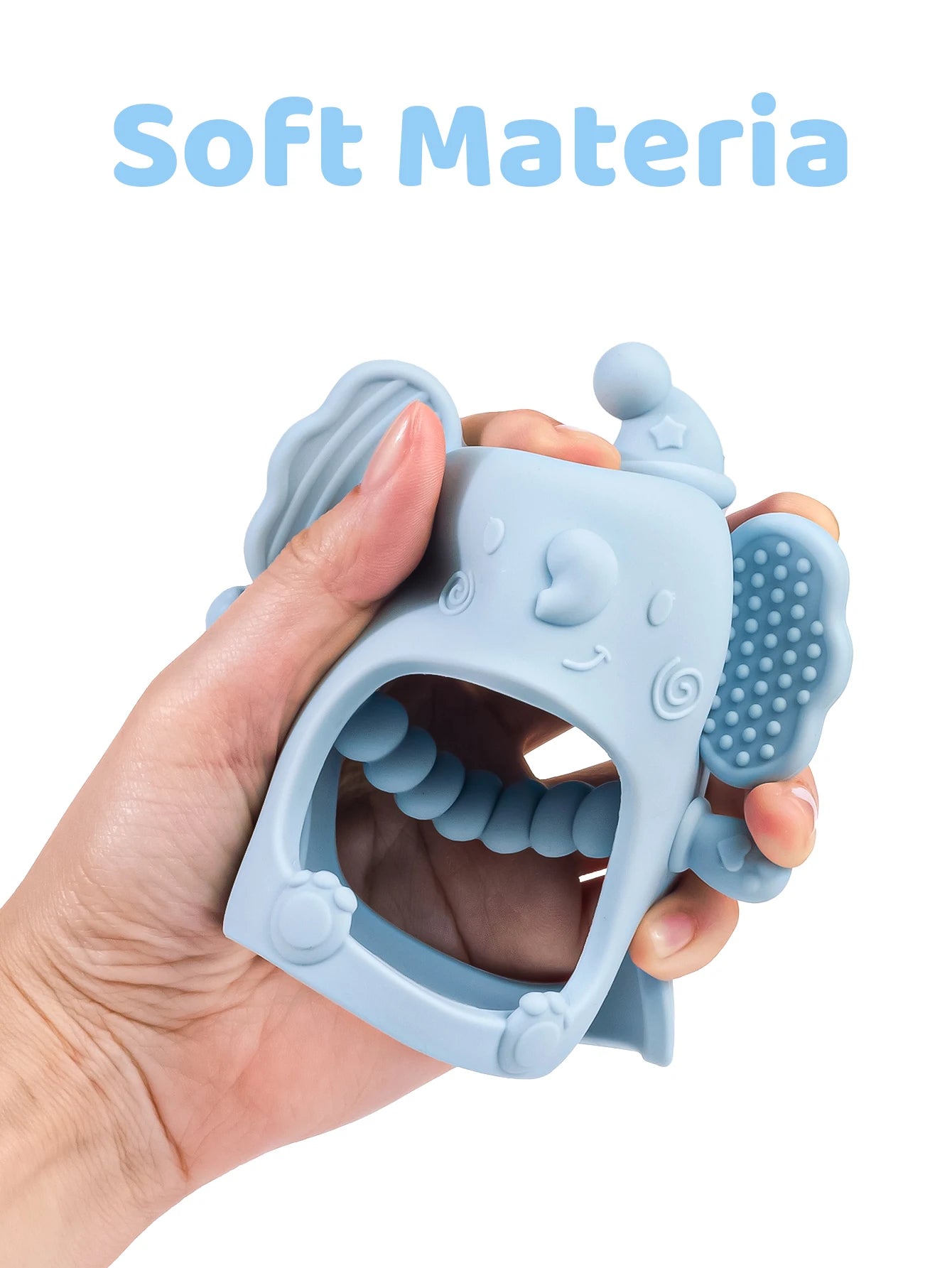 1pc Infant Silicone Teething Toy & Anti-drop Glove Set Elephant Shaped Soft Safe Nesting Toy For Early Educational