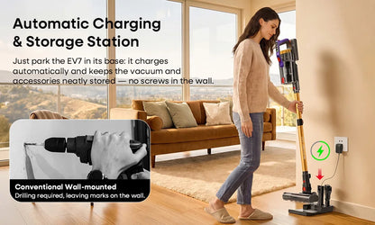 Erabros EV7 Cordless Vacuum Cleaner,70KPa Suction,550W Motor,70Min Runtime,Charging Storage Base,Stick Vacuum with Aroma Design
