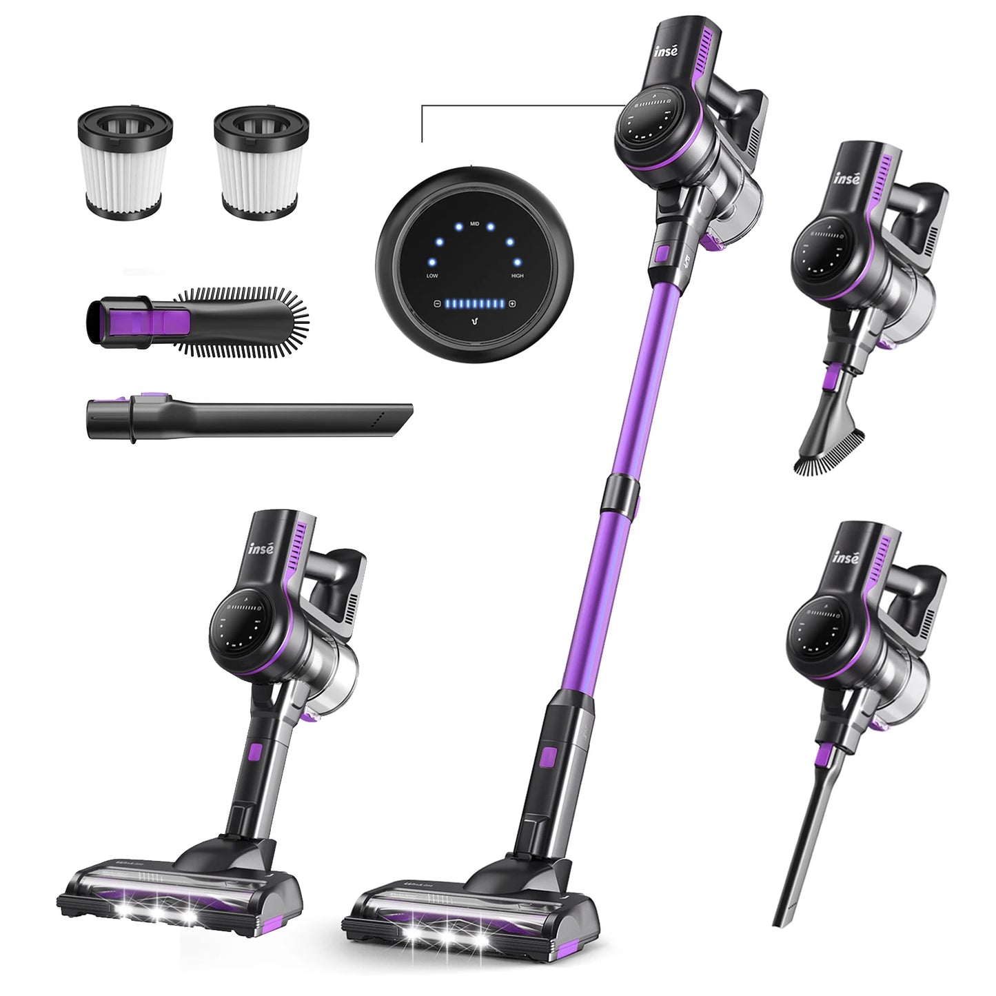 Inse S7P Cordless Vacuum Cleaner, 60KPa, 1.3 L Dust Cup, Removable Battery, for Pet Hair, Carpet, Hard Floors