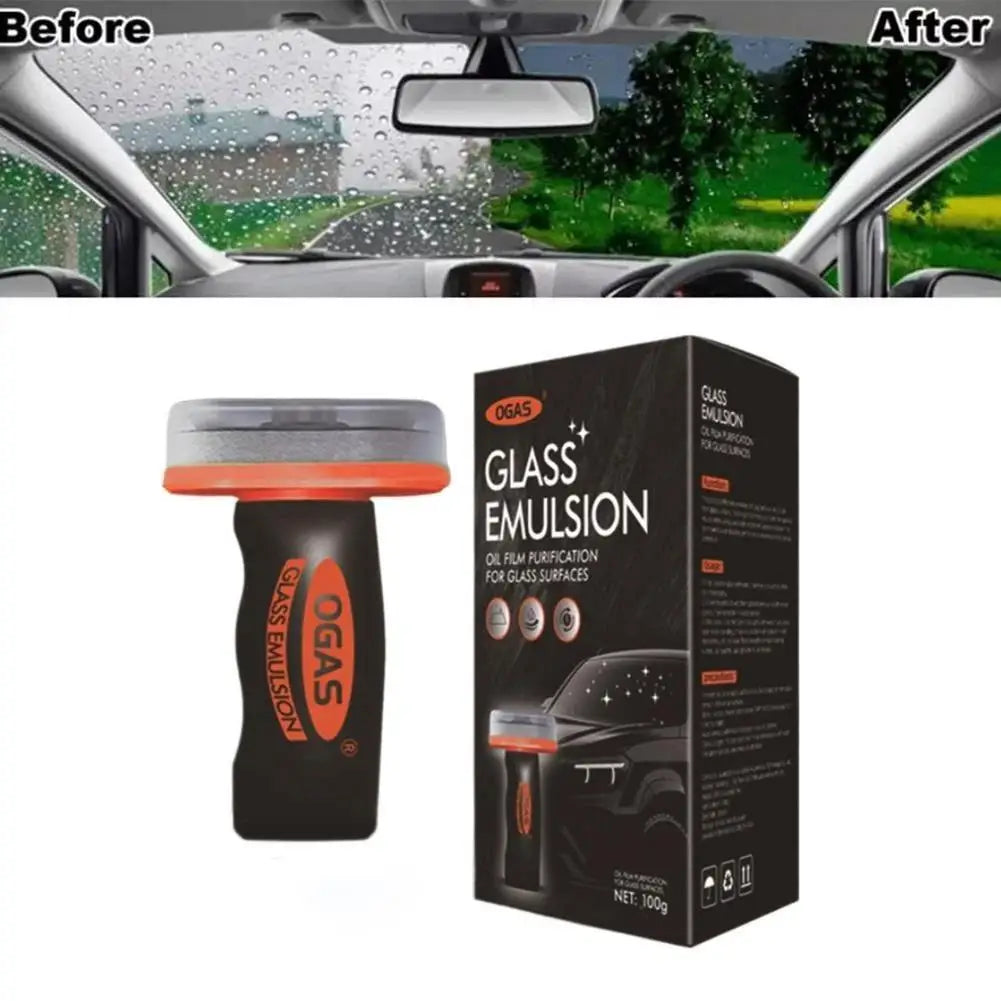 Handheld Glass Emulsion Oil Film Remover Car Windshield Cleaner For Front/Side/Rear Windows Rearview Mirror Auto Glass Cleaning