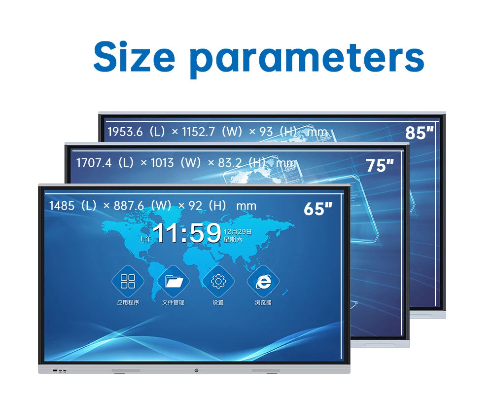65 75 86 Inch Smart Tv for Classroom and Conference, Digital Electronic Whiteboard 4K HD Touch Screen Interactive Board On Wheel