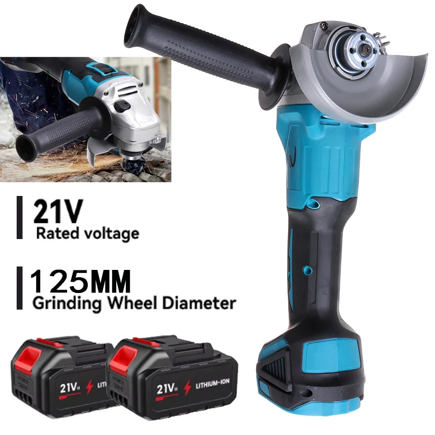 125MM Brushless Cordless Electric Angle Grinder 4 Speed Grinding Polishing Machine Woodworking Power Tool For Makita 18V Battery