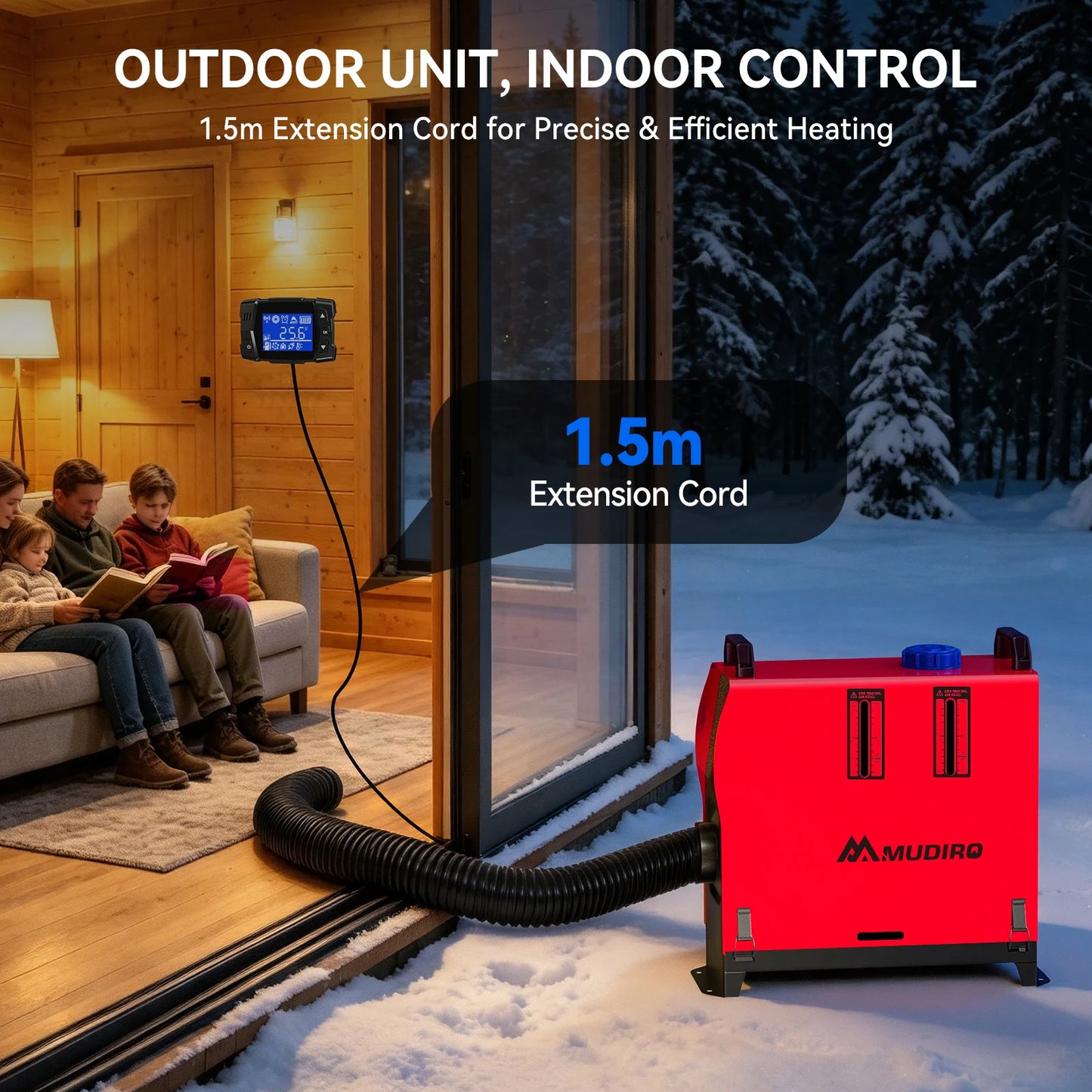 2026 Upgrade Mudiro 8KW Diesel Air Heater Auto High Altitude Mode&Smart LCD Panel Bluetooth APP + Remote Control Dual Wireless Auto Start‑Stop 4‑Language Voice Broadcast 1.5m Extension Cord 12V/24V/240V Adapter Ideal for