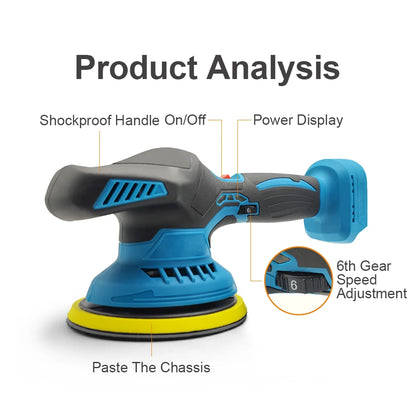 DWiusty 21V Wireless Electric Vehicle Polishing Machine Waxing Polishing Tools Automatic Waxing Machine 6-Speed Glazing Machine