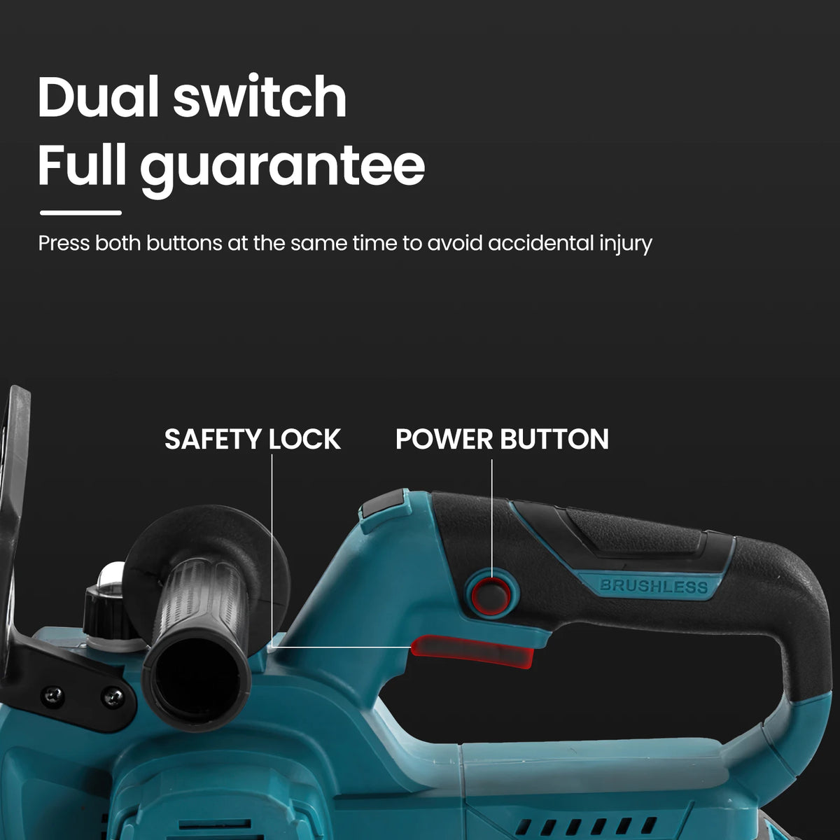 1500W 12Inch Cordless Chainsaw Brushless Lithium Battery Powered Household Woodworking Electric Efficient Handheld Cutting Power Tool with Makita 21V Battery