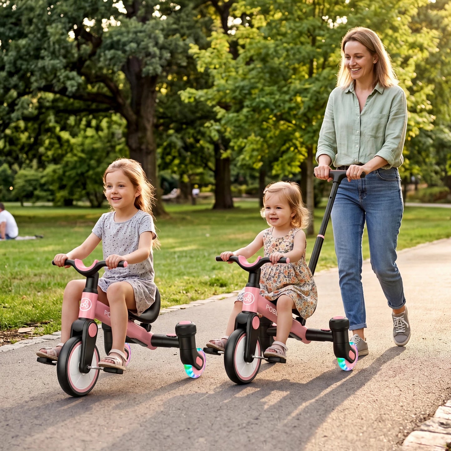 3-in-1 Toddler Tricycle for 1.5-5 Years Old, Drift Trike with 360° Spin, Light Up Wheels, Adjustable Seat, Toddler Bike for Boys Girls
