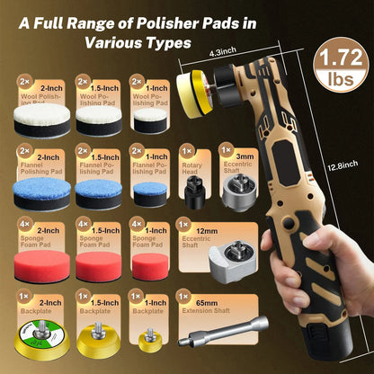 Cordless 12V Mini Car Polisher Detailing Wireless Car Polishing Machine 1/1.5/2 Inch Pads Kit For Auto Waxing with 2.3Ah Battery