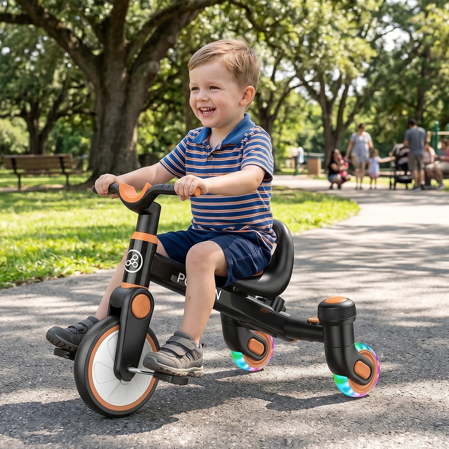 3-in-1 Toddler Tricycle for 1.5-5 Years Old, Drift Trike with 360° Spin, Light Up Wheels, Adjustable Seat, Toddler Bike for Boys Girls