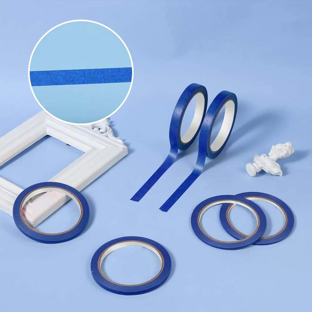 3 Rolls of Blue Tape, 3/6/12 mm Wide Masking Tape, Fine Line Painter's Tape for Car, School, Office, DIY Projects ,for Nails