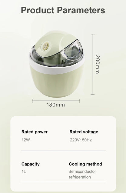 Soft Serve Ice Cream Machine Blender Automatic Snow Cone Milkshake Mixer Icecream Maker Sorbet Fruit Dessert Yogurt Freezer 1L