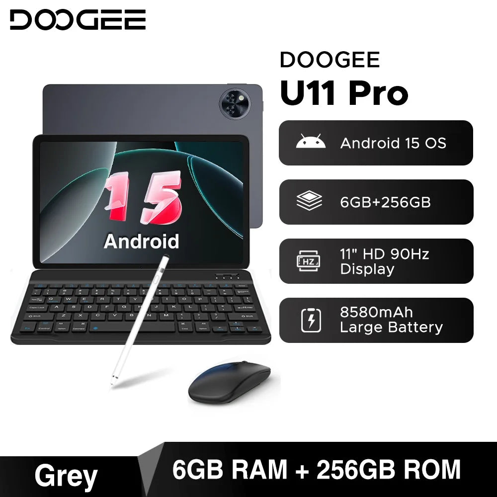 Global Version DOOGEE U11 Pro Android 16 Tablet 30GB(6+24) 256GB 11" HD 90Hz Display 8580mAh Battery Unisoc T7200 Widevine L1