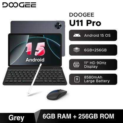 Global Version DOOGEE U11 Pro Android 16 Tablet 30GB(6+24) 256GB 11" HD 90Hz Display 8580mAh Battery Unisoc T7200 Widevine L1
