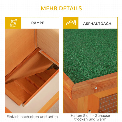 Rabbit Cage, 2-Tier Wooden Pet Hutch, Outdoor Bunny Cage with Removable Tray, Openable Roof & Lockable Doors for Small Animals with Easy Clean Tray