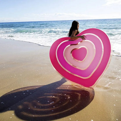 Pink Heart-Shaped Inflatable Float, 155X135Cm, Romantic Design, Resistant and Comfortable, for Pool and Beach