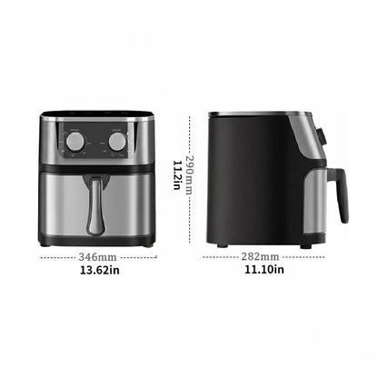 8L Air Fryer, Stainless Steel, 1400W, Oil Fryer, Healthy Cooking, Mechanical Control, 360 °   Heating, 60 Min Timer