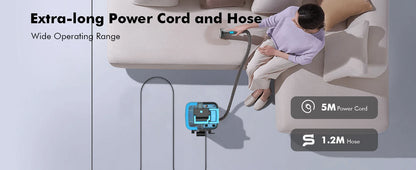 25KPA Washing Vacuum Cleaner, Portable Wired Rug Cleaner, Removable Stain Cleaner with Two Water Tanks, Wet and Dry Vacuum Cleaner